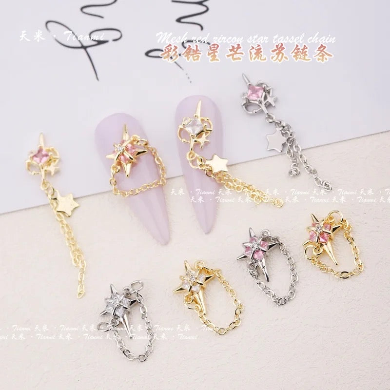 Star Chain Nail Charms