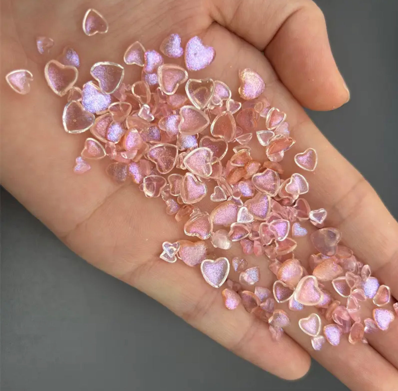 Glitter Heart Bubble Nail Charms