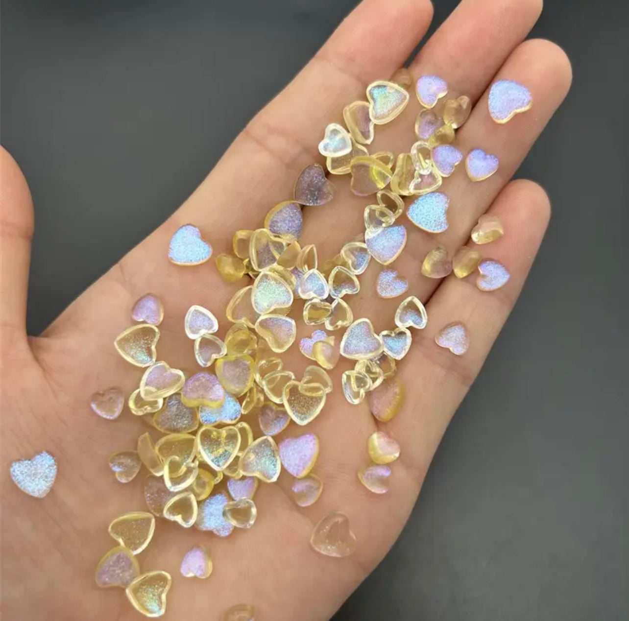 Glitter Heart Bubble Nail Charms