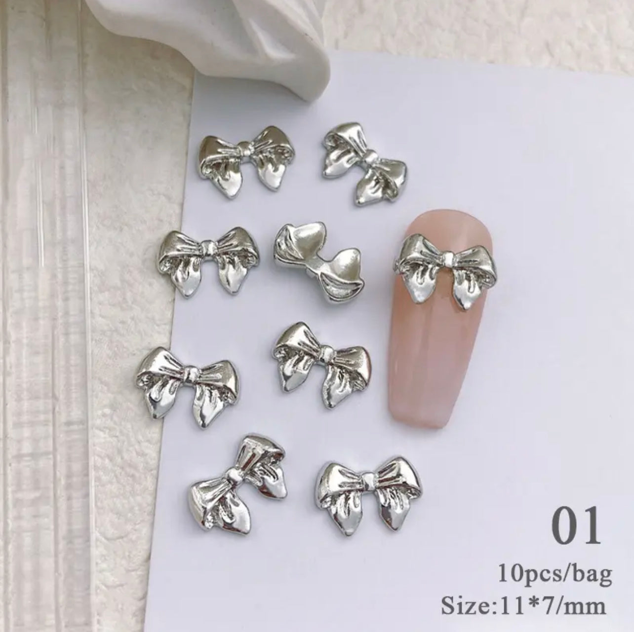 Chrome Bow Nail Charms